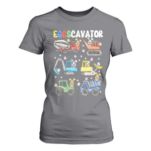 Easter Eggs-Cavator T Shirt For Women Bunny Excavator Construction Trucks TS10 Charcoal Print Your Wear