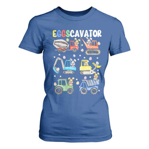 Easter Eggs-Cavator T Shirt For Women Bunny Excavator Construction Trucks TS10 Royal Blue Print Your Wear