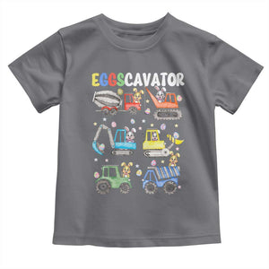 Easter Eggs-Cavator Toddler T Shirt Bunny Excavator Construction Trucks TS10 Charcoal Print Your Wear