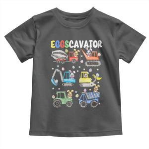 Easter Eggs-Cavator Toddler T Shirt Bunny Excavator Construction Trucks TS10 Dark Heather Print Your Wear