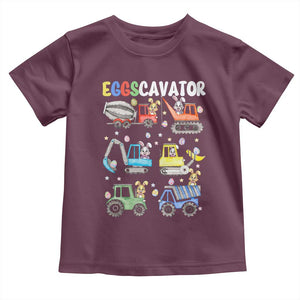 Easter Eggs-Cavator Toddler T Shirt Bunny Excavator Construction Trucks TS10 Maroon Print Your Wear