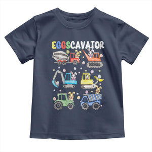 Easter Eggs-Cavator Toddler T Shirt Bunny Excavator Construction Trucks TS10 Navy Print Your Wear