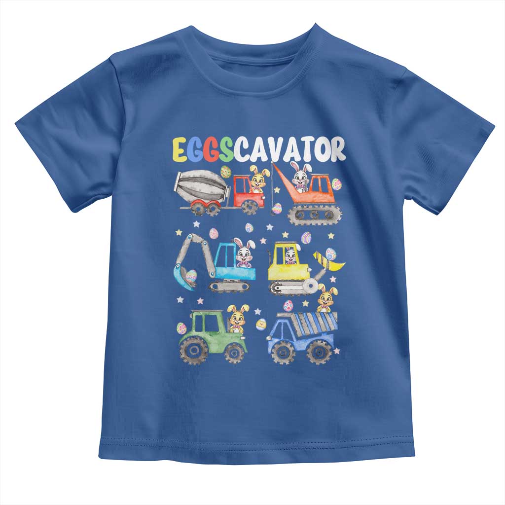 Easter Eggs-Cavator Toddler T Shirt Bunny Excavator Construction Trucks TS10 Royal Blue Print Your Wear