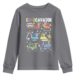 Easter Eggs-Cavator Youth Sweatshirt Bunny Excavator Construction Trucks TS10 Charcoal Print Your Wear