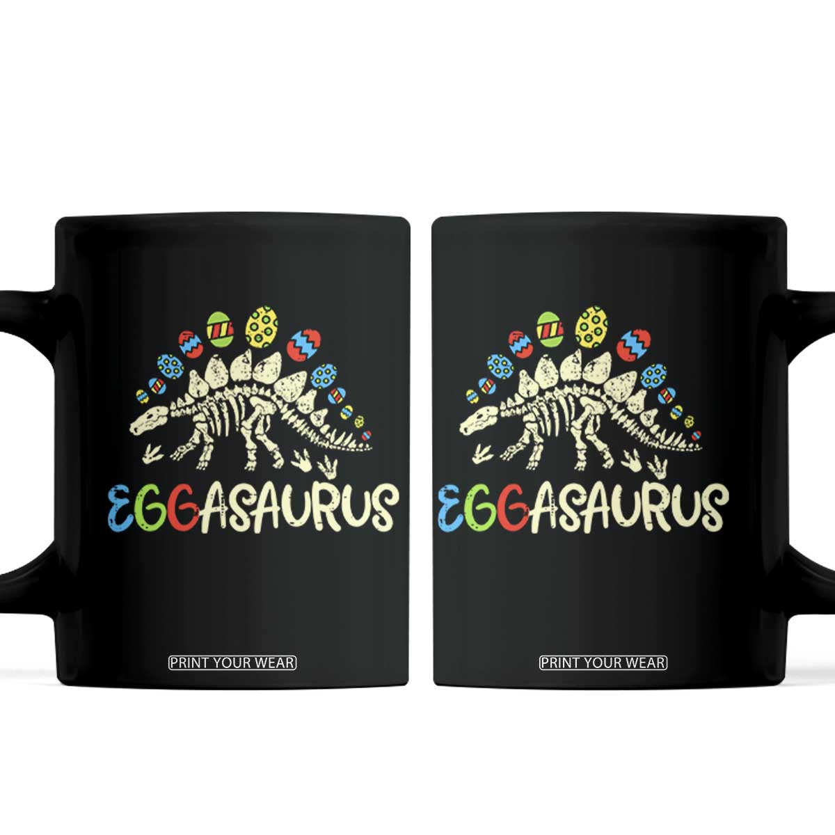 Easter Dinosaur Coffee Mug Kids Eggasaurus Easter Stegosaurus Dino Toddler Boys TS10 Black Print Your Wear