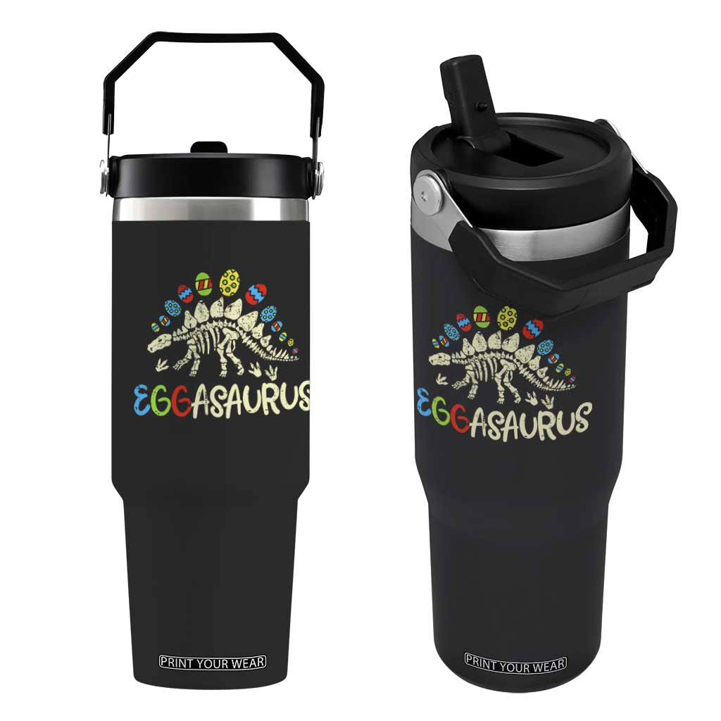Easter Dinosaur Flip Straw Tumbler Kids Eggasaurus Easter Stegosaurus Dino Toddler Boys TS10 One Size: 30 oz Black Print Your Wear