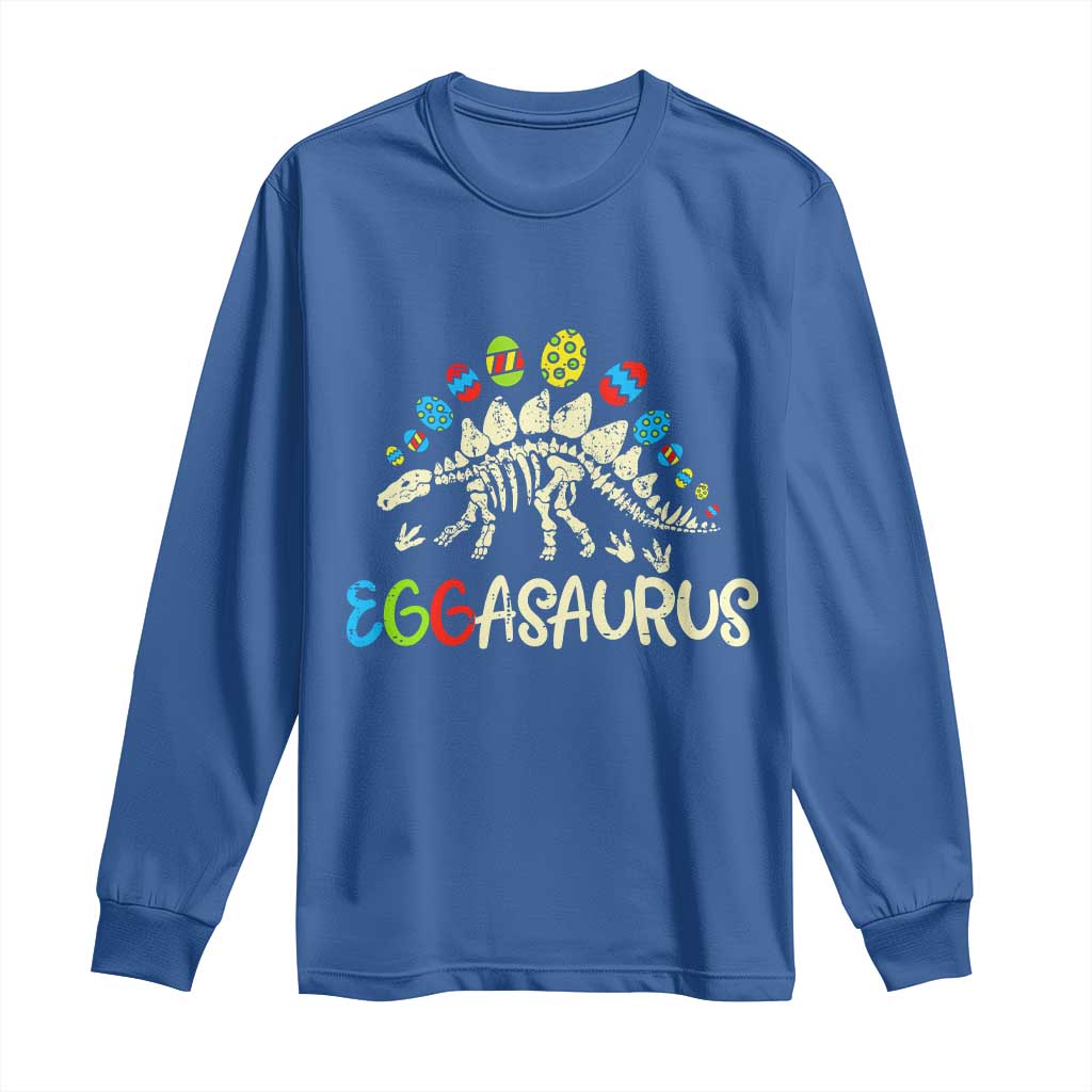 Easter Dinosaur Long Sleeve Shirt Kids Eggasaurus Easter Stegosaurus Dino Toddler Boys TS10 Royal Blue Print Your Wear