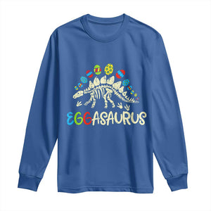Easter Dinosaur Long Sleeve Shirt Kids Eggasaurus Easter Stegosaurus Dino Toddler Boys TS10 Royal Blue Print Your Wear