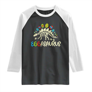 Easter Dinosaur Raglan Shirt Kids Eggasaurus Easter Stegosaurus Dino Toddler Boys TS10 Black White Print Your Wear