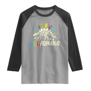 Easter Dinosaur Raglan Shirt Kids Eggasaurus Easter Stegosaurus Dino Toddler Boys TS10 Sport Gray Black Print Your Wear