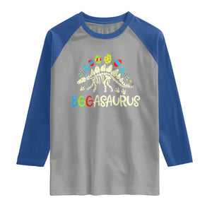 Easter Dinosaur Raglan Shirt Kids Eggasaurus Easter Stegosaurus Dino Toddler Boys TS10 Sport Gray Royal Print Your Wear