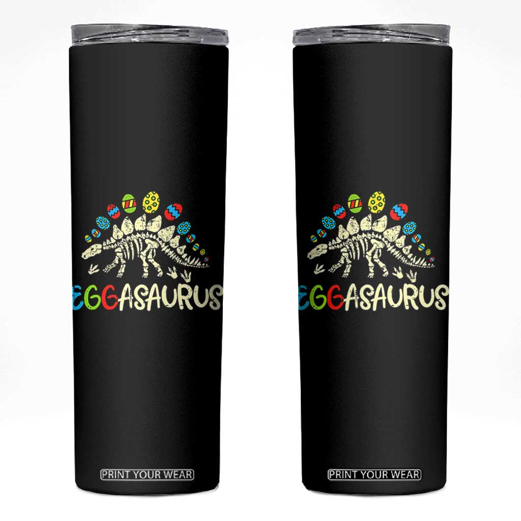 Easter Dinosaur Skinny Tumbler Kids Eggasaurus Easter Stegosaurus Dino Toddler Boys TS10 Black Print Your Wear