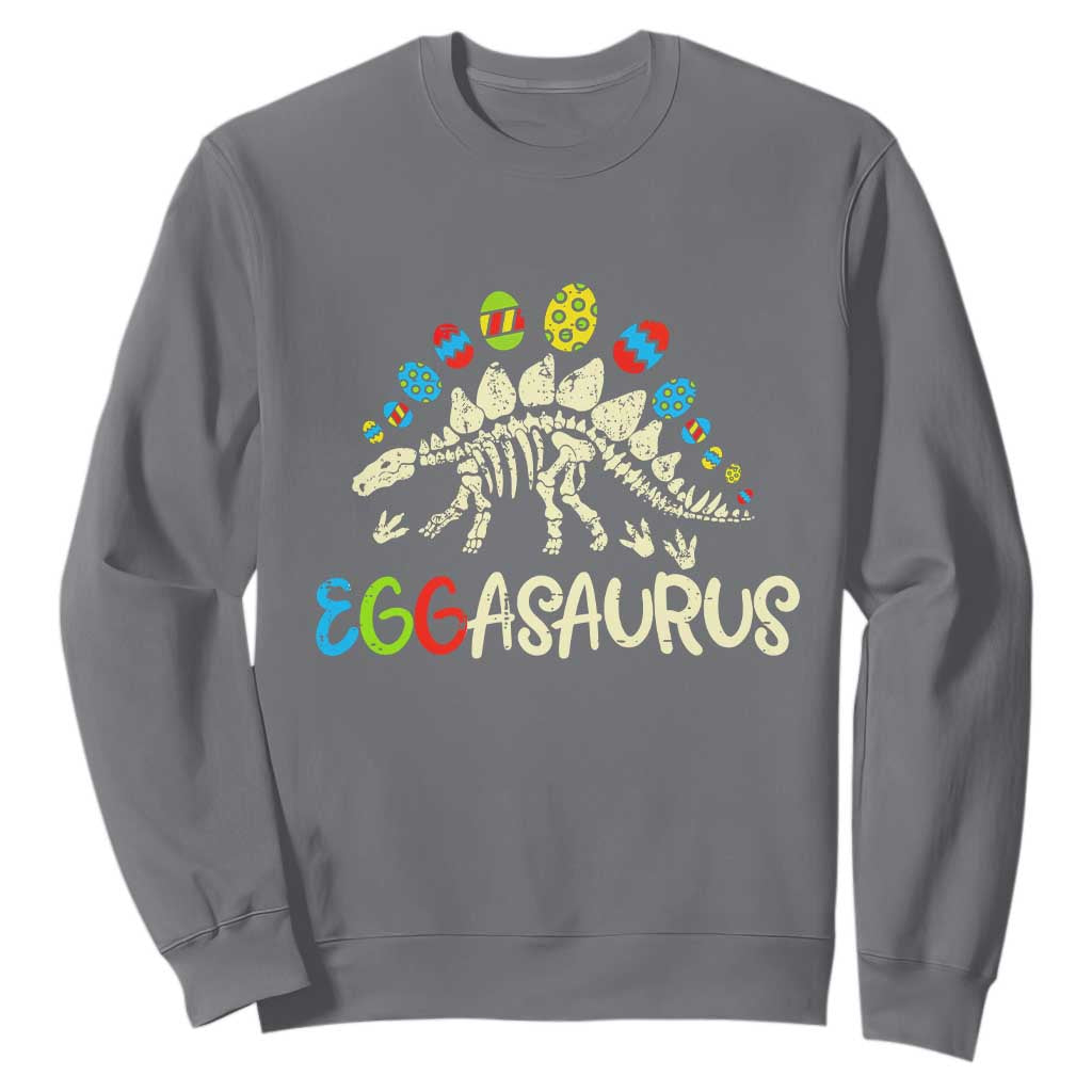 Easter Dinosaur Sweatshirt Kids Eggasaurus Easter Stegosaurus Dino Toddler Boys TS10 Charcoal Print Your Wear