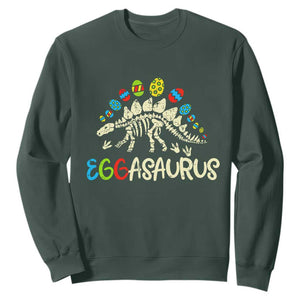 Easter Dinosaur Sweatshirt Kids Eggasaurus Easter Stegosaurus Dino Toddler Boys TS10 Dark Forest Green Print Your Wear