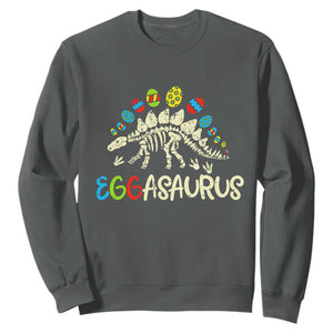 Easter Dinosaur Sweatshirt Kids Eggasaurus Easter Stegosaurus Dino Toddler Boys TS10 Dark Heather Print Your Wear