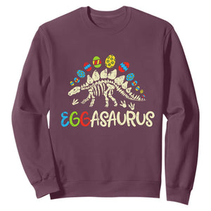 Easter Dinosaur Sweatshirt Kids Eggasaurus Easter Stegosaurus Dino Toddler Boys TS10 Maroon Print Your Wear