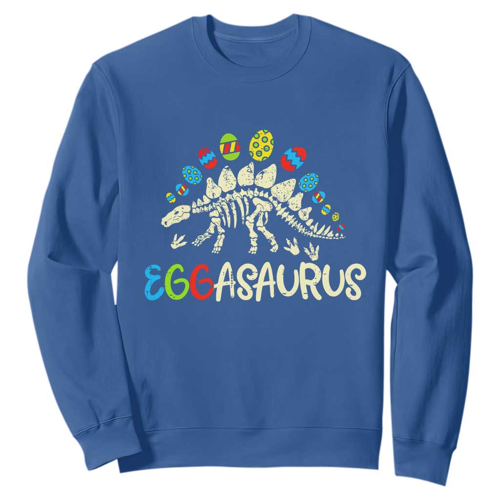 Easter Dinosaur Sweatshirt Kids Eggasaurus Easter Stegosaurus Dino Toddler Boys TS10 Royal Blue Print Your Wear