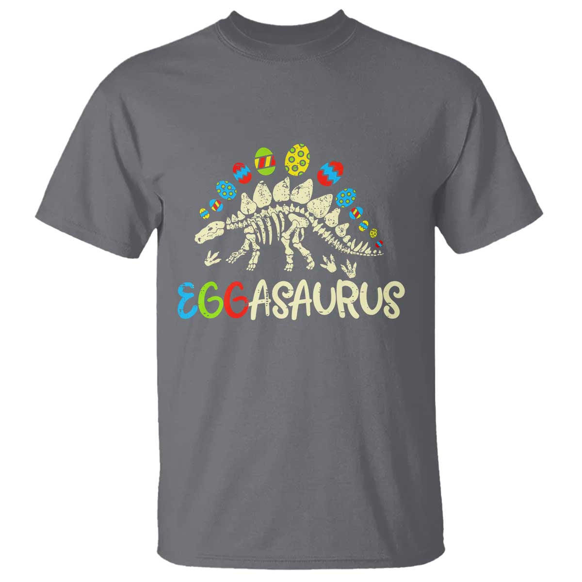 Easter Dinosaur T Shirt Kids Eggasaurus Easter Stegosaurus Dino Toddler Boys TS10 Charcoal Print Your Wear