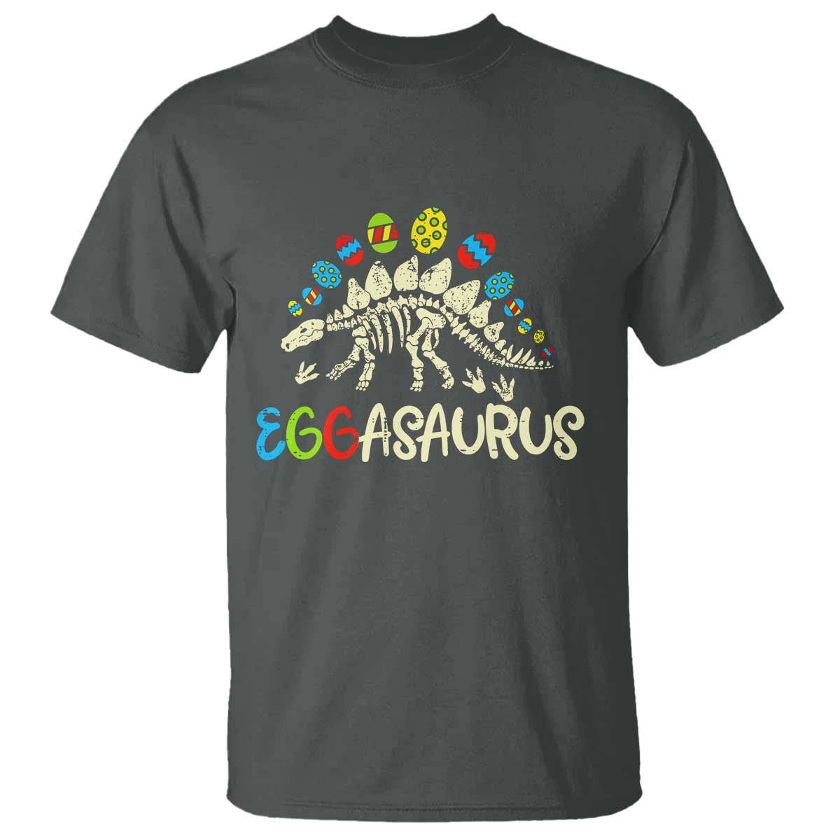 Easter Dinosaur T Shirt Kids Eggasaurus Easter Stegosaurus Dino Toddler Boys TS10 Dark Heather Print Your Wear