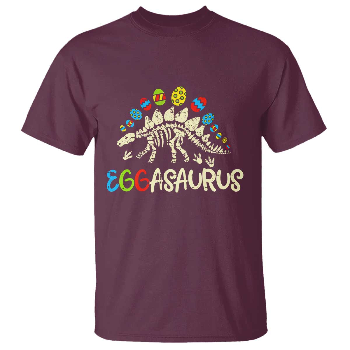 Easter Dinosaur T Shirt Kids Eggasaurus Easter Stegosaurus Dino Toddler Boys TS10 Maroon Print Your Wear
