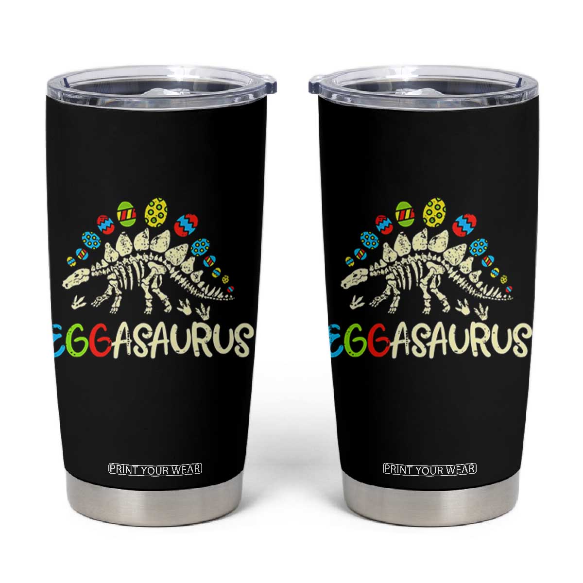 Easter Dinosaur Tumbler Cup Kids Eggasaurus Easter Stegosaurus Dino Toddler Boys TS10 Black Print Your Wear