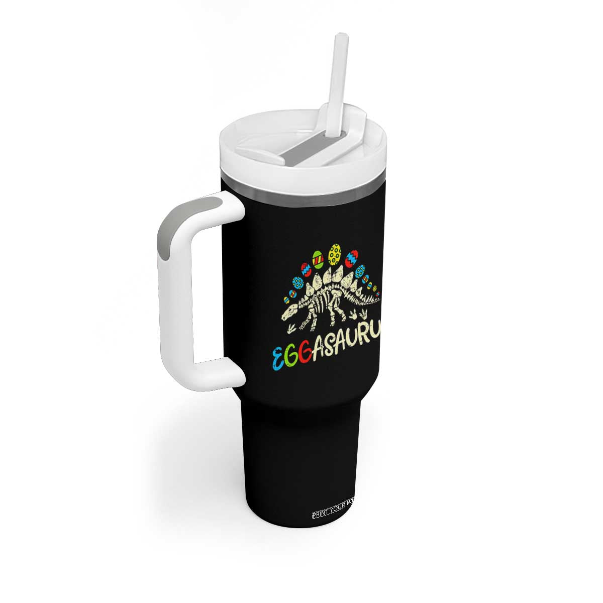 Easter Dinosaur Tumbler With Handle Kids Eggasaurus Easter Stegosaurus Dino Toddler Boys TS10 Print Your Wear