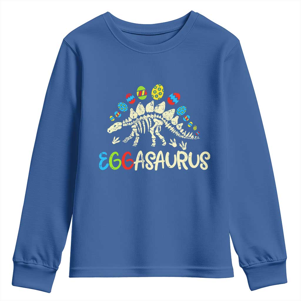 Easter Dinosaur Youth Sweatshirt Kids Eggasaurus Easter Stegosaurus Dino Toddler Boys TS10 Royal Blue Print Your Wear