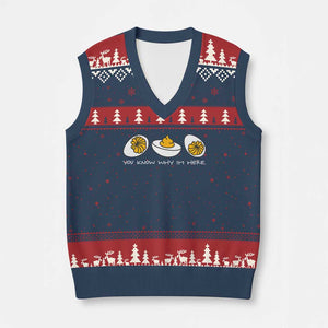 Funny Easter V-Neck Knit Sweater Vest You Know Why Im Here TS10 Navy Red Print Your Wear