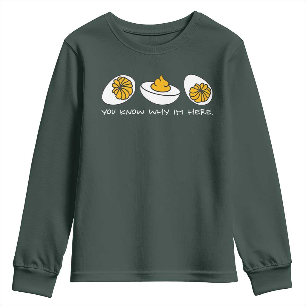 Funny Easter Youth Sweatshirt You Know Why Im Here TS10 Dark Forest Green Print Your Wear