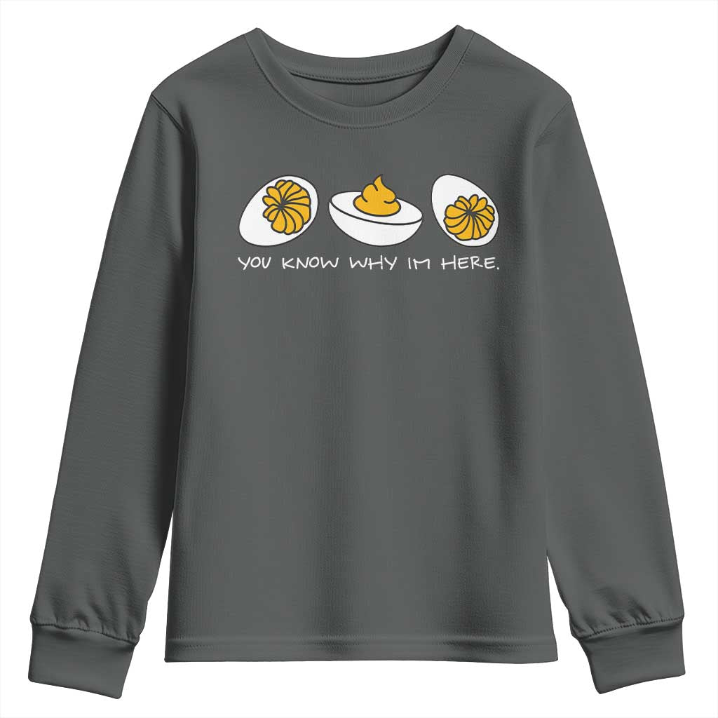 Funny Easter Youth Sweatshirt You Know Why Im Here TS10 Dark Heather Print Your Wear