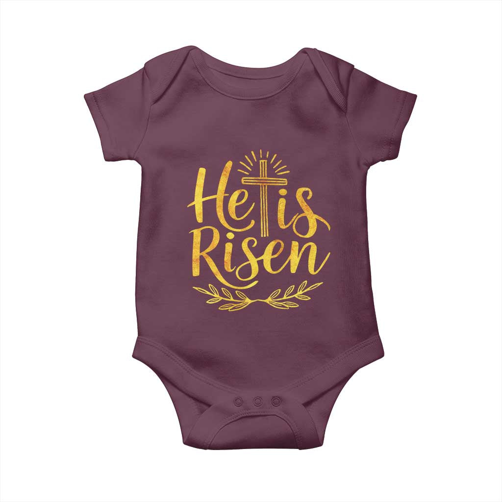 He Is Risen Baby Onesie Jesus Easter Religious Christians TS10 Maroon Print Your Wear
