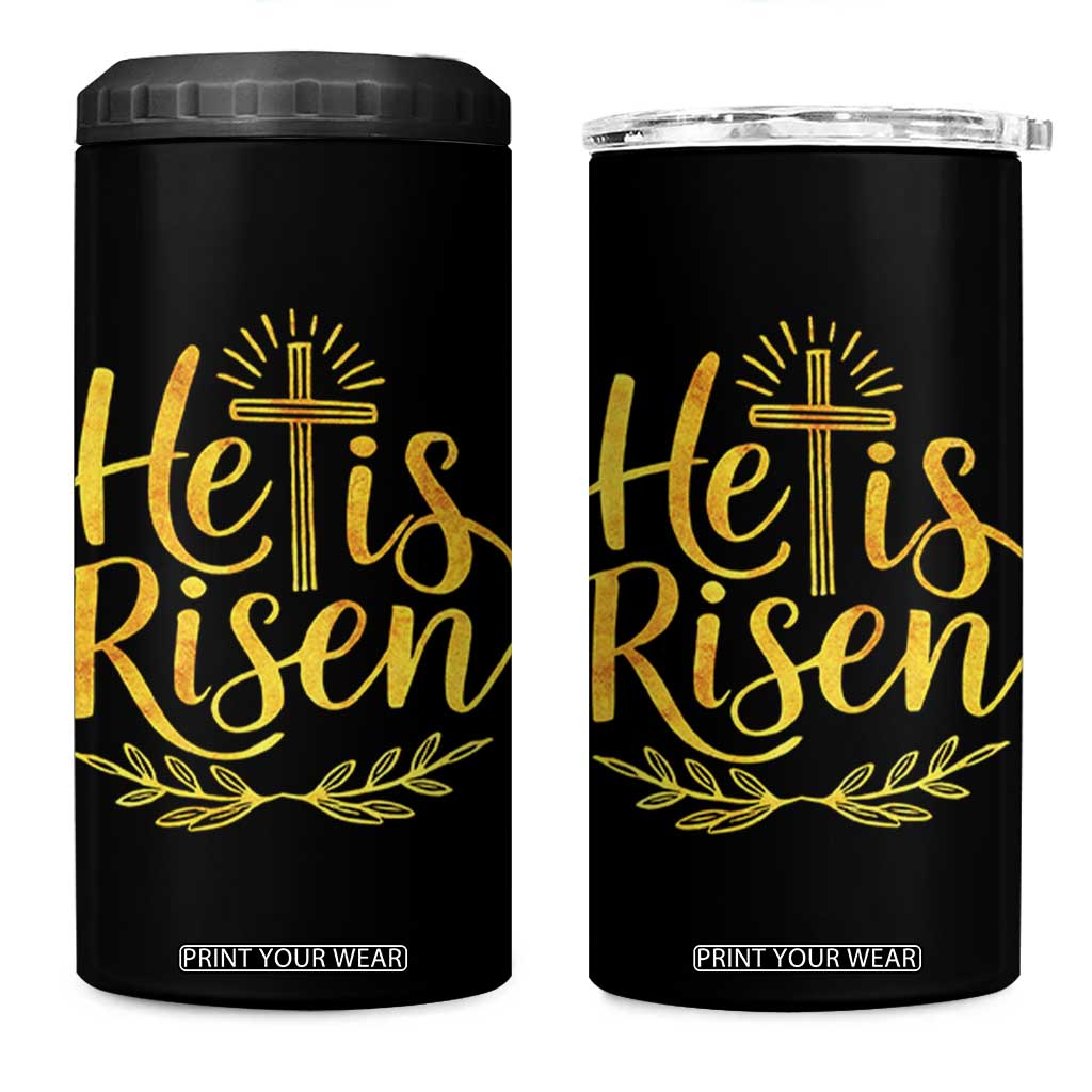 He Is Risen 4 in 1 Can Cooler Tumbler Jesus Easter Religious Christians TS10 One Size: 16 oz Black Print Your Wear