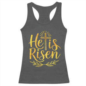 He Is Risen Racerback Tank Top Jesus Easter Religious Christians TS10 Dark Heather Print Your Wear