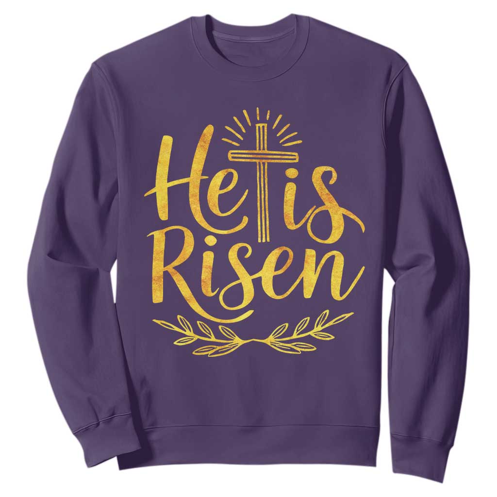 He Is Risen Sweatshirt Jesus Easter Religious Christians TS10 Purple Print Your Wear