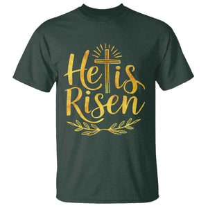 He Is Risen T Shirt Jesus Easter Religious Christians TS10 Dark Forest Green Print Your Wear