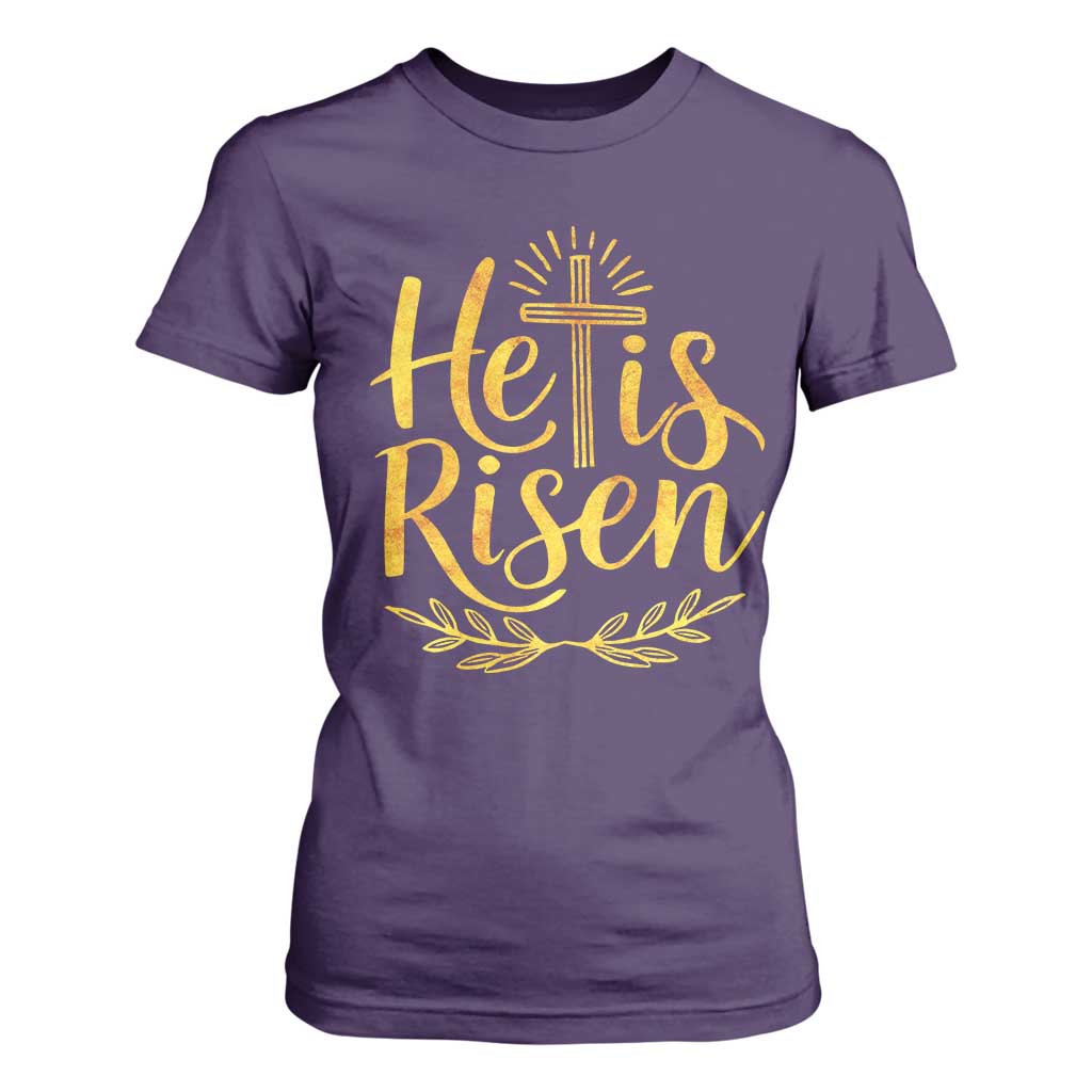 He Is Risen T Shirt For Women Jesus Easter Religious Christians TS10 Purple Print Your Wear