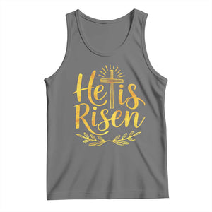 He Is Risen Tank Top Jesus Easter Religious Christians TS10 Black Heather Print Your Wear