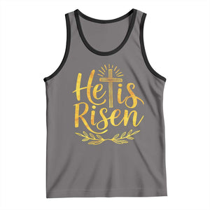 He Is Risen Tank Top Jesus Easter Religious Christians TS10 Deep Heather Black Print Your Wear
