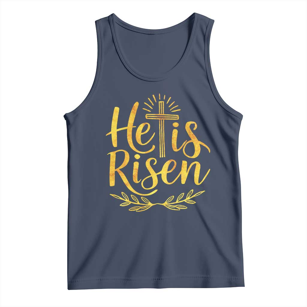 He Is Risen Tank Top Jesus Easter Religious Christians TS10 Navy Print Your Wear