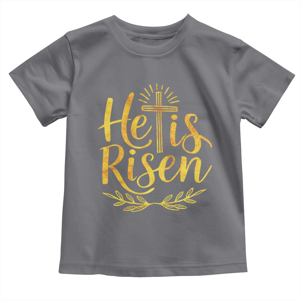 He Is Risen Toddler T Shirt Jesus Easter Religious Christians TS10 Charcoal Print Your Wear
