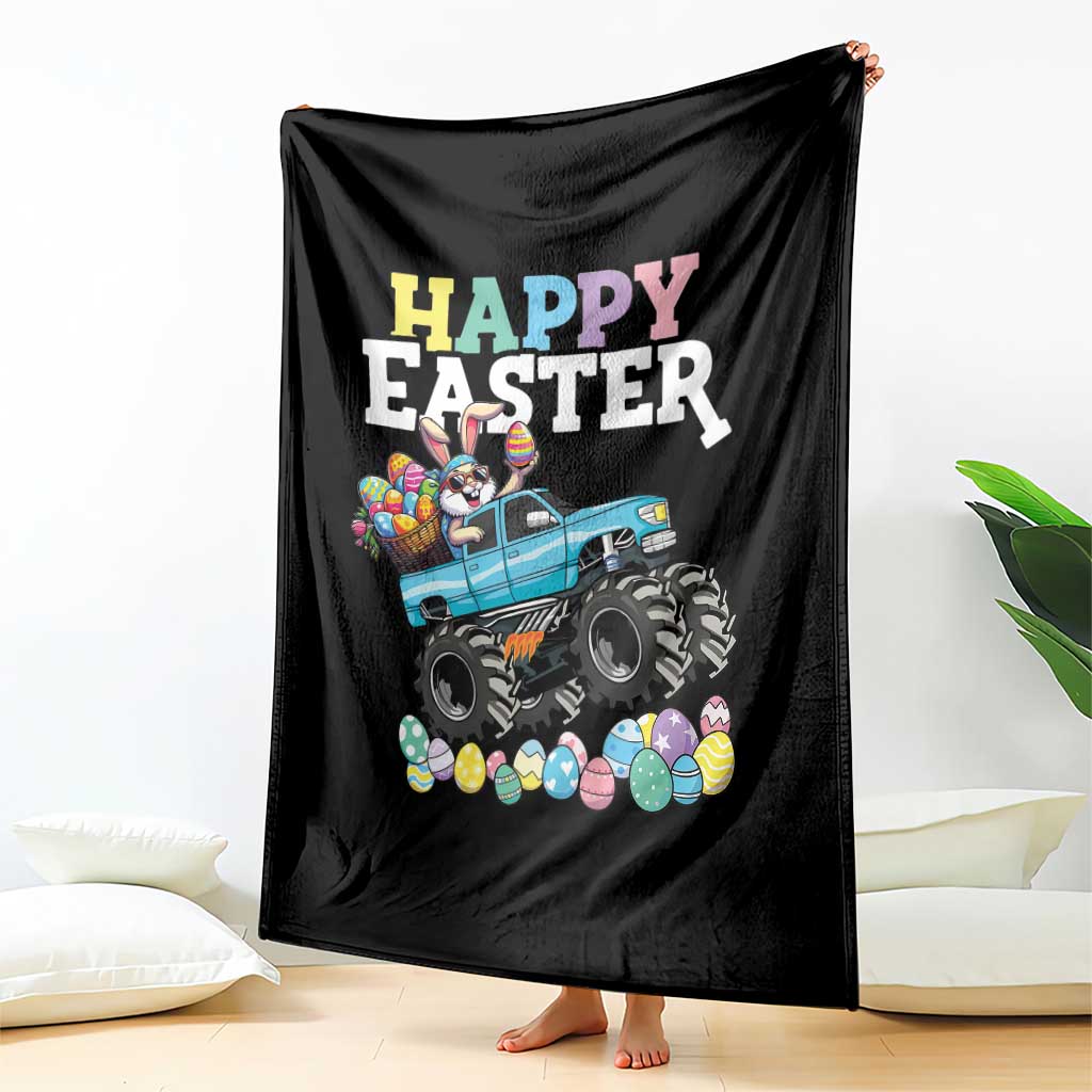 Boys Happy Easter Bunny Monster Truck Throw Blanket Eggs Cool Rabbit Car Lovers Toddler TS10 Print Your Wear