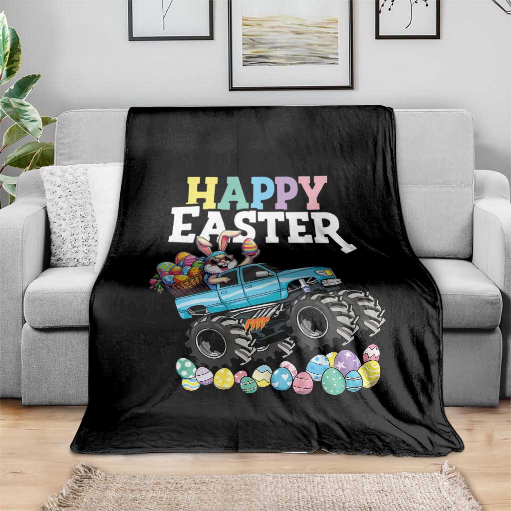 Boys Happy Easter Bunny Monster Truck Throw Blanket Eggs Cool Rabbit Car Lovers Toddler TS10 Print Your Wear