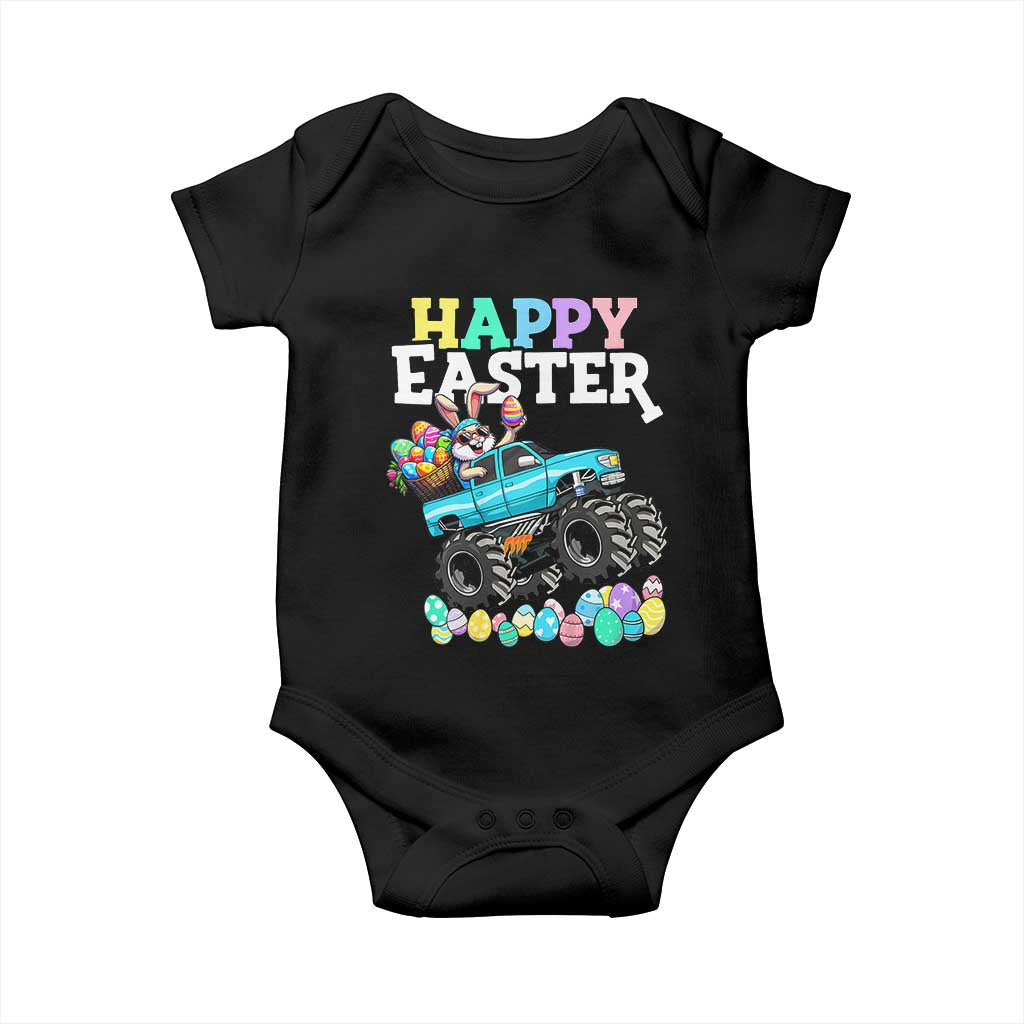 Boys Happy Easter Bunny Monster Truck Baby Onesie Eggs Cool Rabbit Car Lovers Toddler TS10 Black Print Your Wear