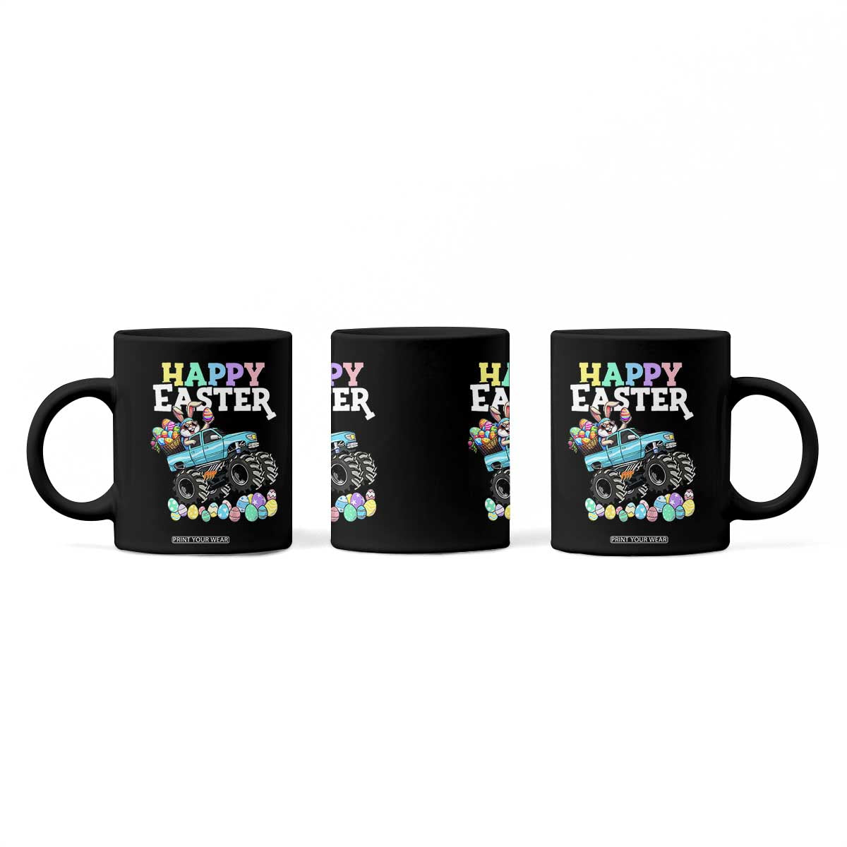 Boys Happy Easter Bunny Monster Truck Coffee Mug Eggs Cool Rabbit Car Lovers Toddler TS10 Print Your Wear