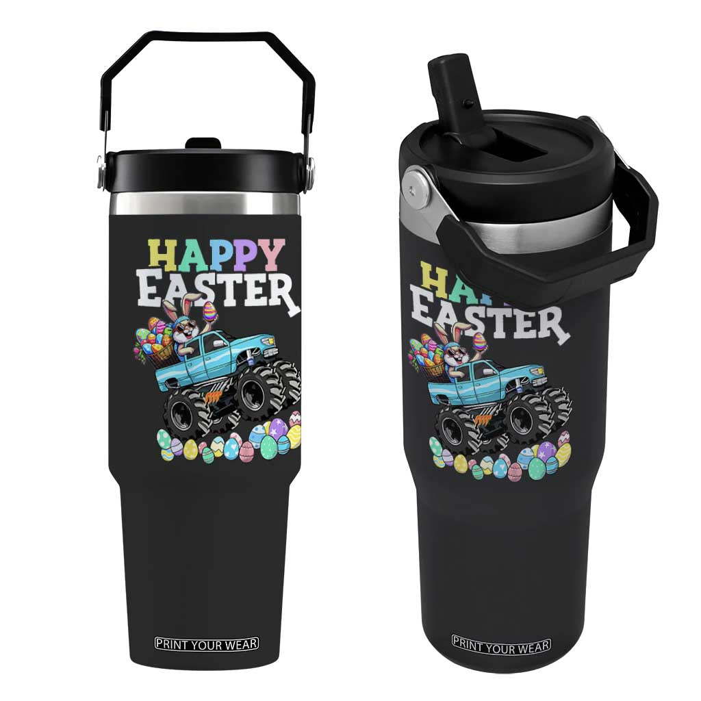 Boys Happy Easter Bunny Monster Truck Flip Straw Tumbler Eggs Cool Rabbit Car Lovers Toddler TS10 One Size: 30 oz Black Print Your Wear