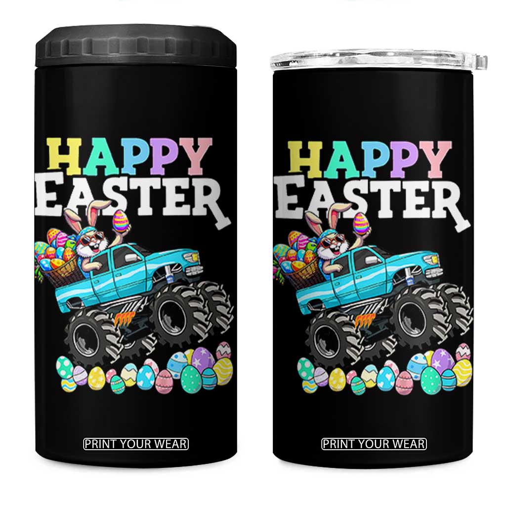 Boys Happy Easter Bunny Monster Truck 4 in 1 Can Cooler Tumbler Eggs Cool Rabbit Car Lovers Toddler TS10 One Size: 16 oz Black Print Your Wear