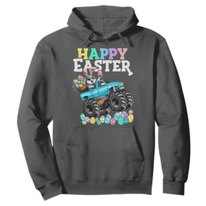 Boys Happy Easter Bunny Monster Truck Hoodie Eggs Cool Rabbit Car Lovers Toddler TS10 Dark Heather Print Your Wear