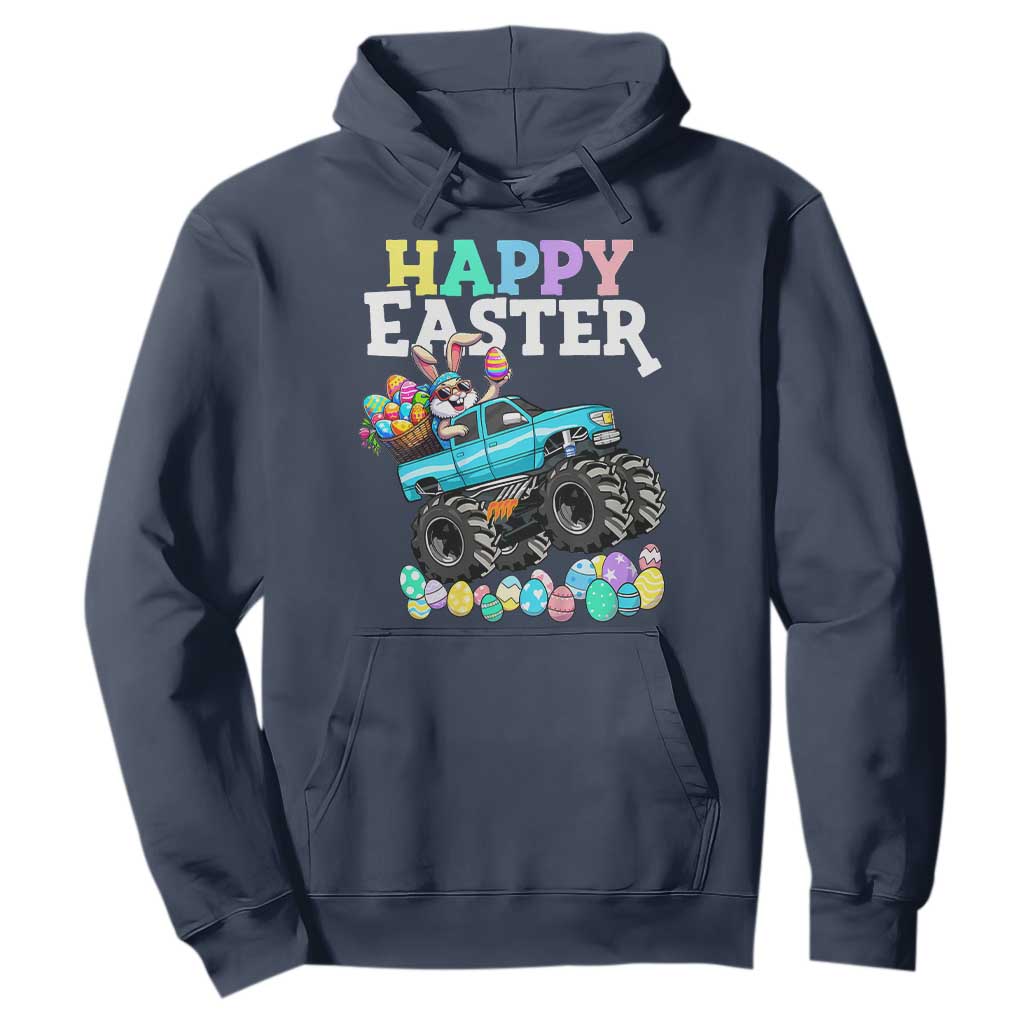Boys Happy Easter Bunny Monster Truck Hoodie Eggs Cool Rabbit Car Lovers Toddler TS10 Navy Print Your Wear