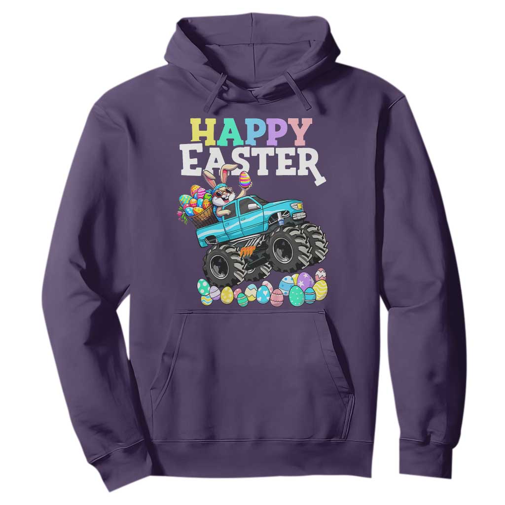 Boys Happy Easter Bunny Monster Truck Hoodie Eggs Cool Rabbit Car Lovers Toddler TS10 Purple Print Your Wear