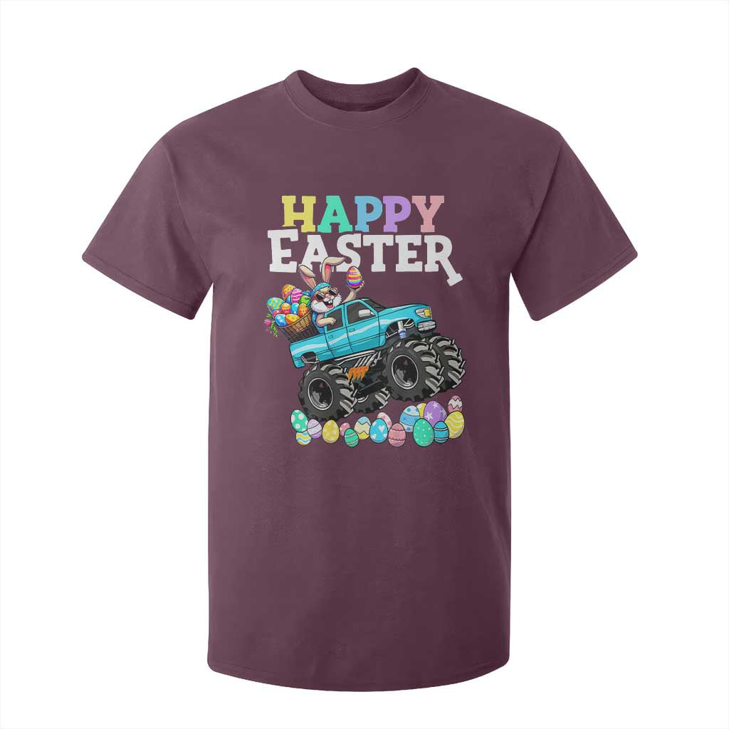 Boys Happy Easter Bunny Monster Truck T Shirt For Kid Eggs Cool Rabbit Car Lovers Toddler TS10 Maroon Print Your Wear